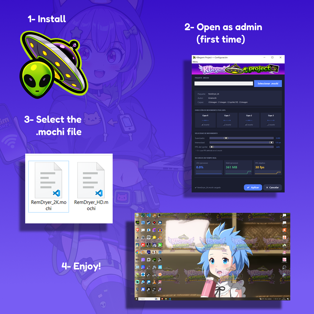 Kbegami – Pantalla principal